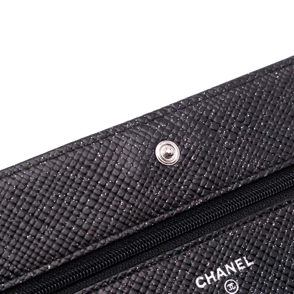Chanel CC Quilted Glittered Calfskin Wallet On Chain - Image 11
