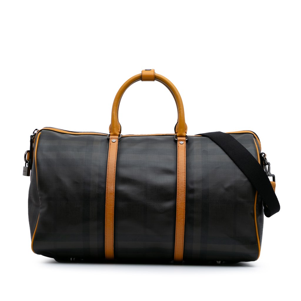 Burberry Smoke Check Coated Canvas Holdall Barrel Duffle Bag - Image 13