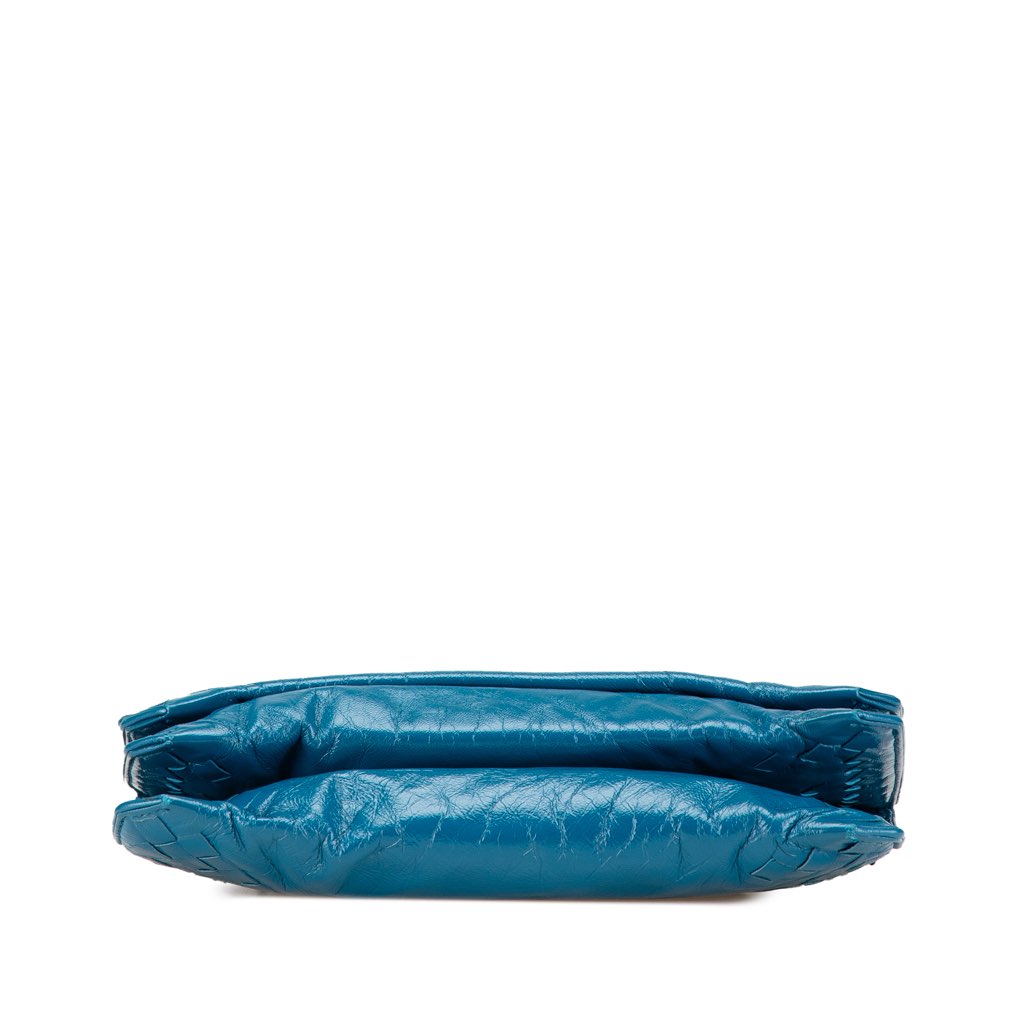 Bottega Veneta Soft Patent Intrecciato Three Flap Clutch with Strap - 3