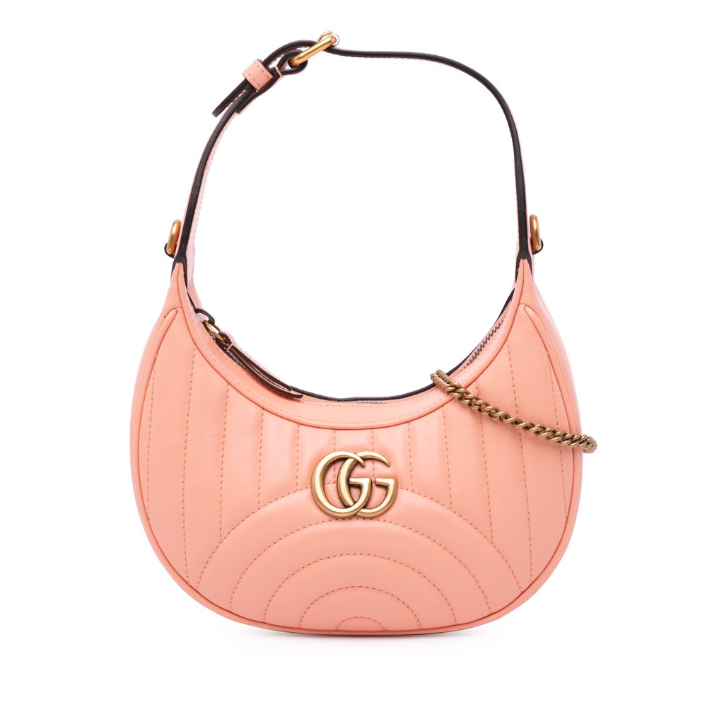 Gucci Mini Matelasse Leather GG Marmont Half Moon Hobo