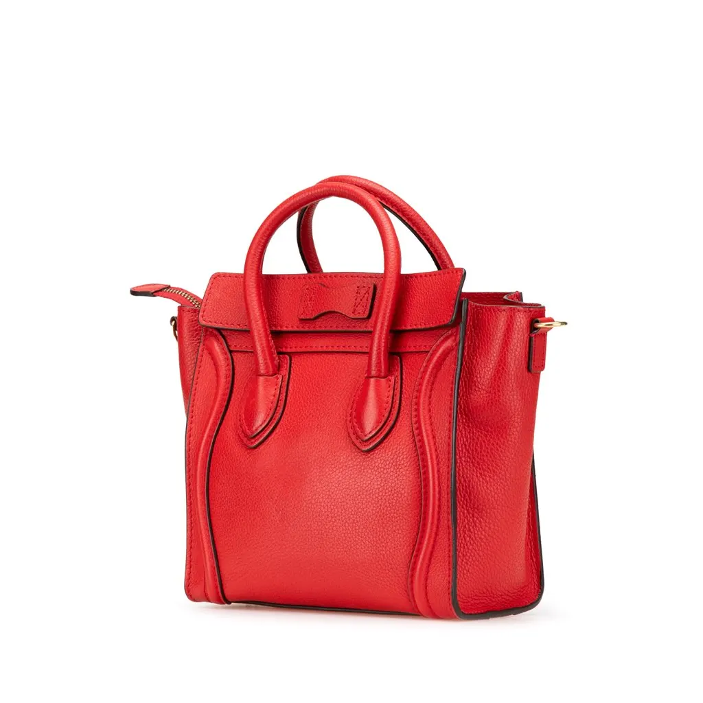 Celine Nano Leather Luggage Tote Red Leather Very good - Back View