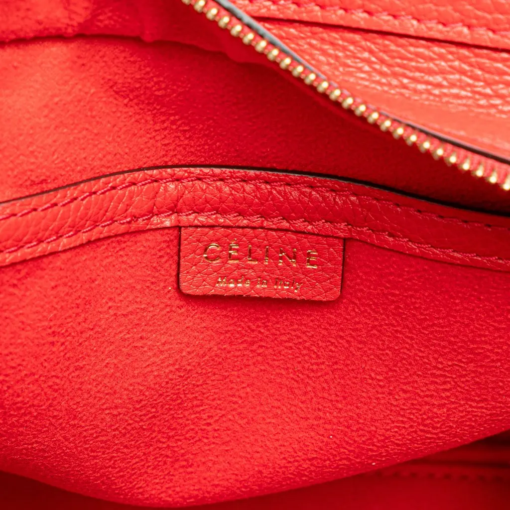 Celine Nano Leather Luggage Tote Red Leather Very good - Box View
