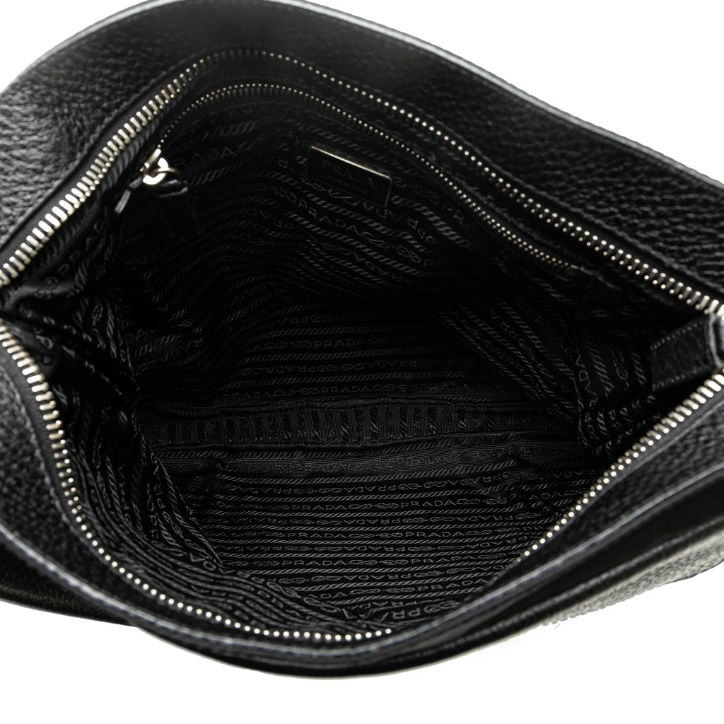 Prada Vitello Daino Trimmed Tessuto Zip Top Crossbody - 4