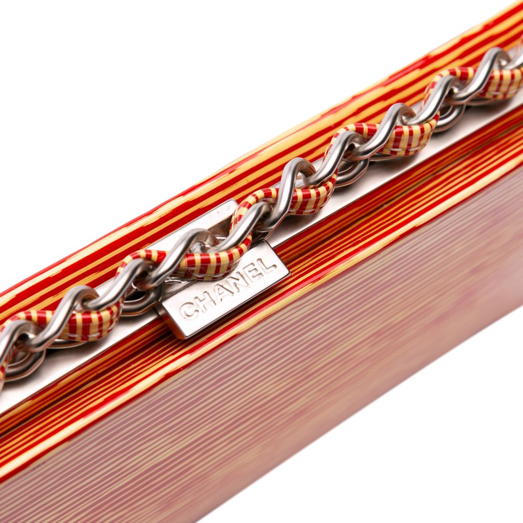 Chanel CC Patent Striped Chain Around Clutch - Image 10