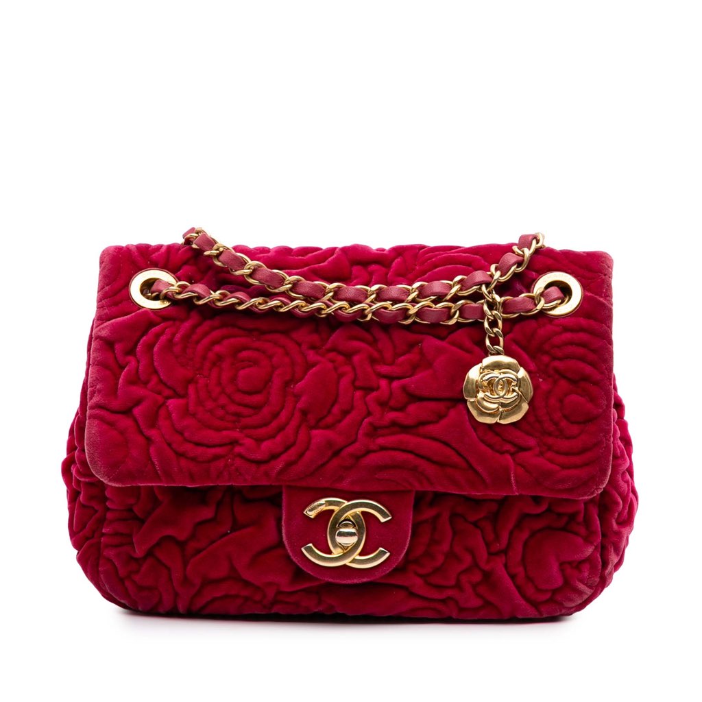 Chanel Mini Velvet Camellia Flap