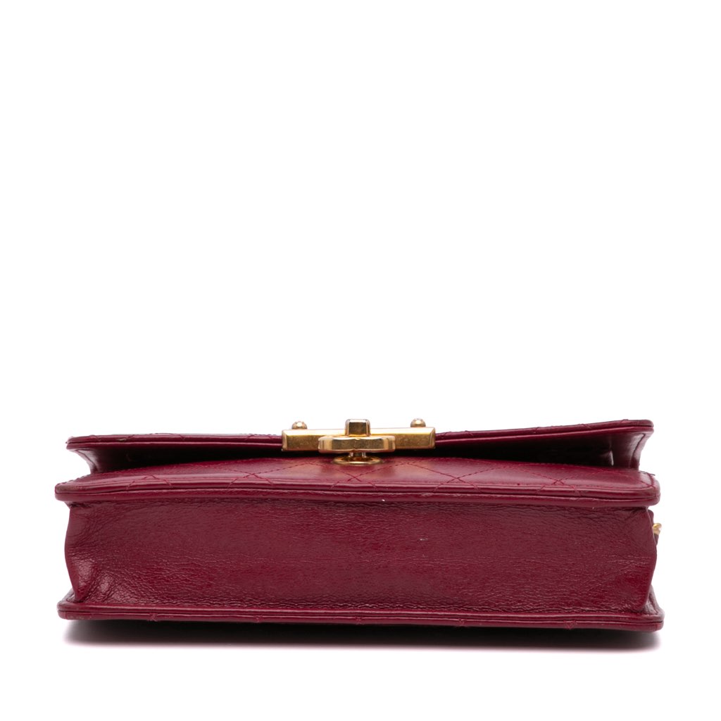 Chanel Stitched Goatskin Golden CC Wallet On Chain - 3