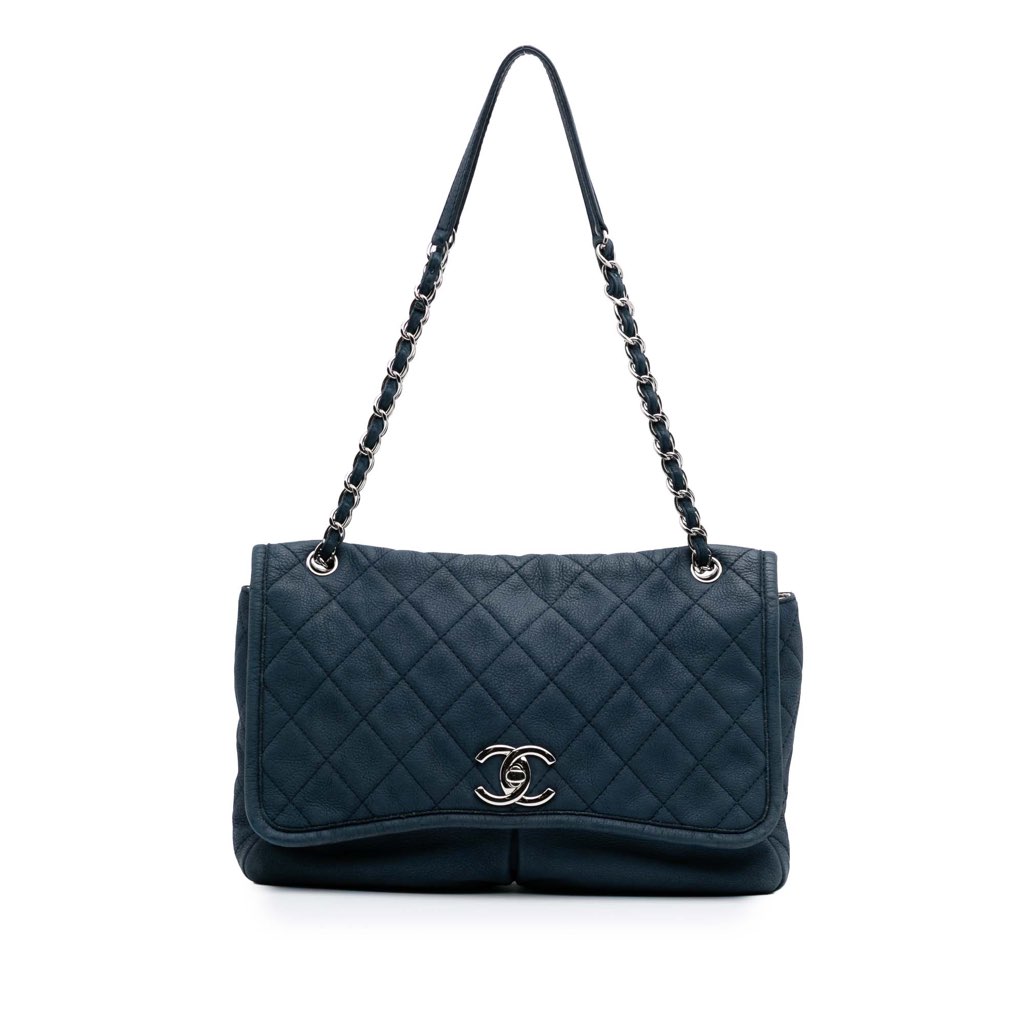 Chanel Large Quilted Nubuck Natural Beauty Split Pocket Flap