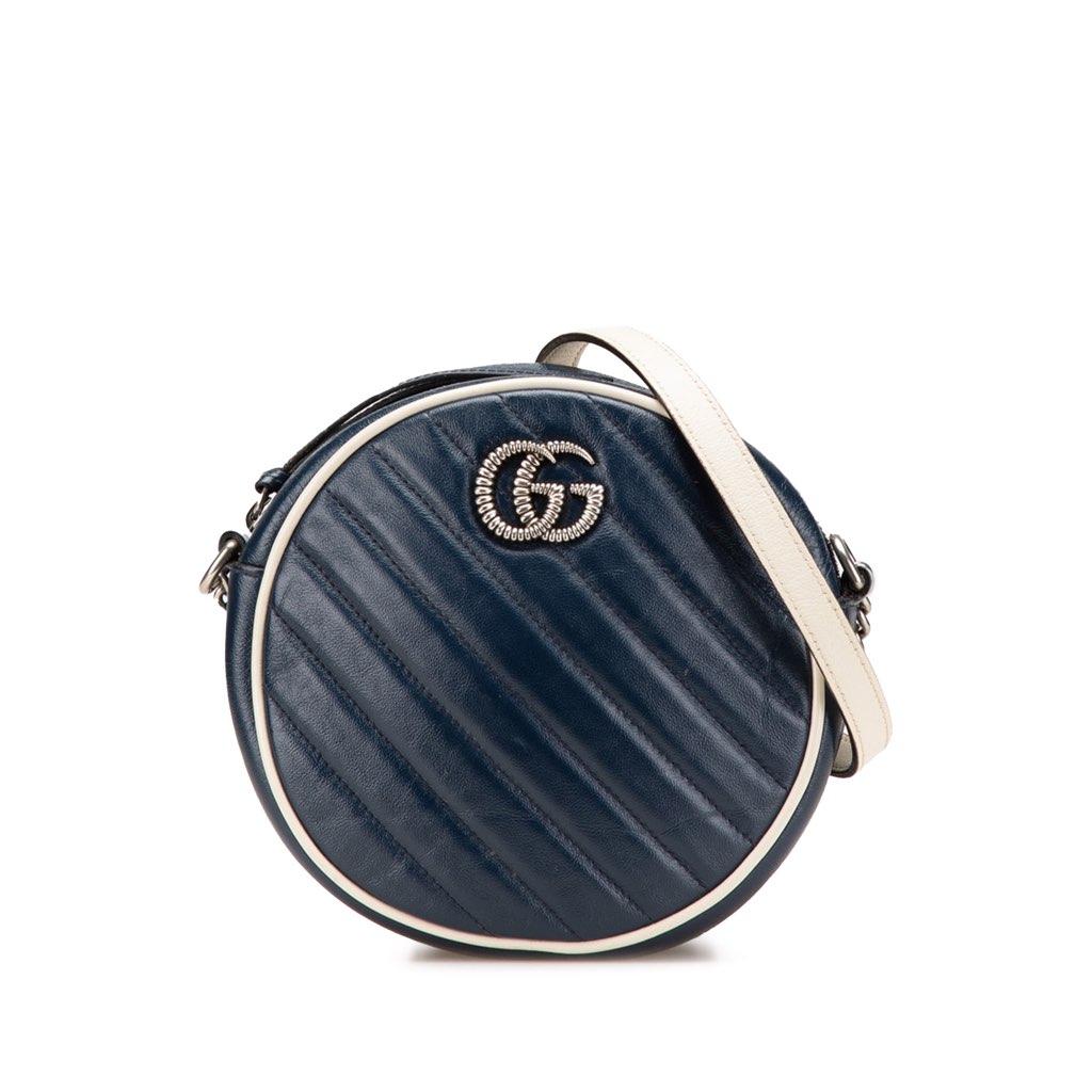Gucci Mini GG Marmont Matelasse Leather Torchon Round Crossbody