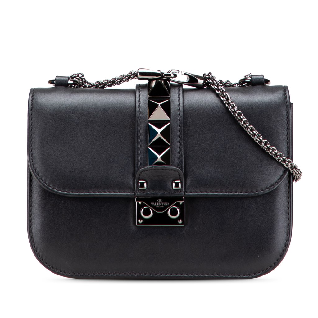 Valentino Small Leather Rockstud Glam Lock Crossbody