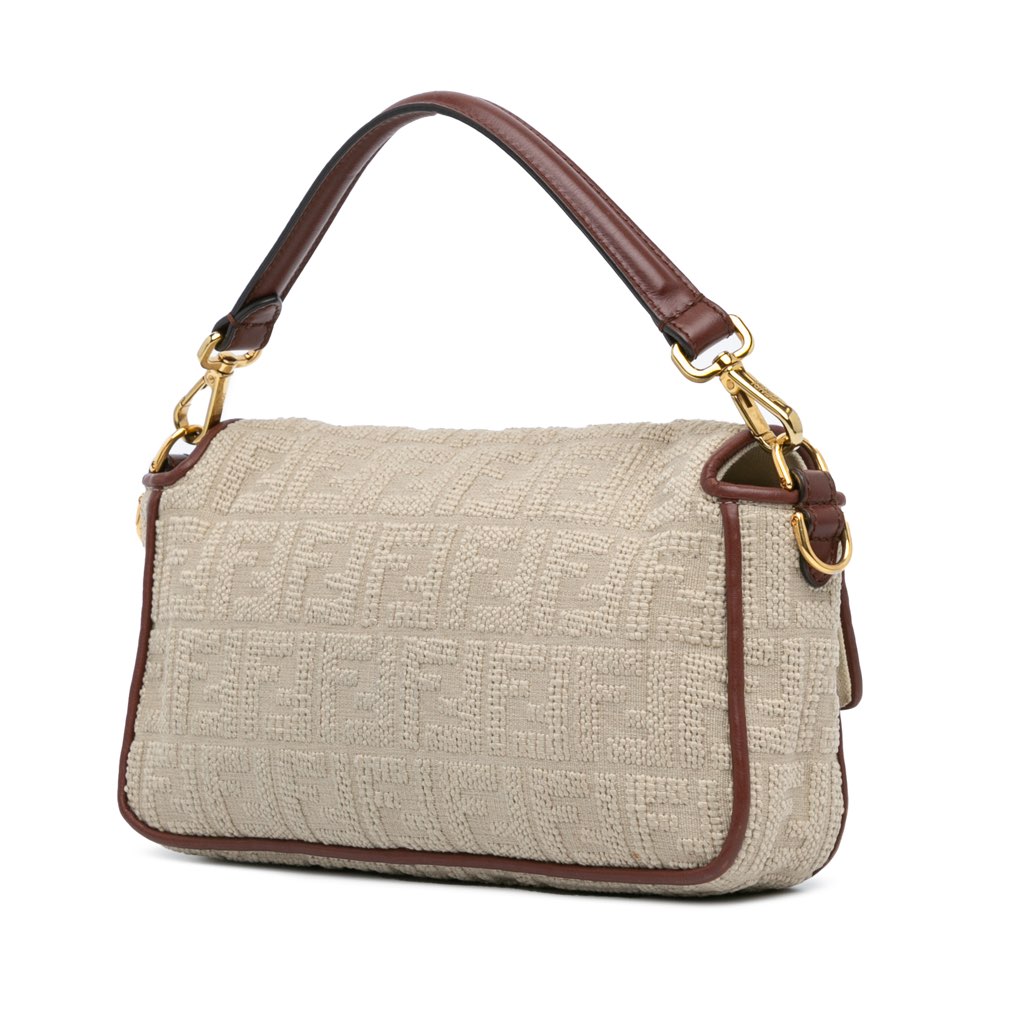 Fendi Zucca Embroidered Canvas Baguette Satchel - Back view