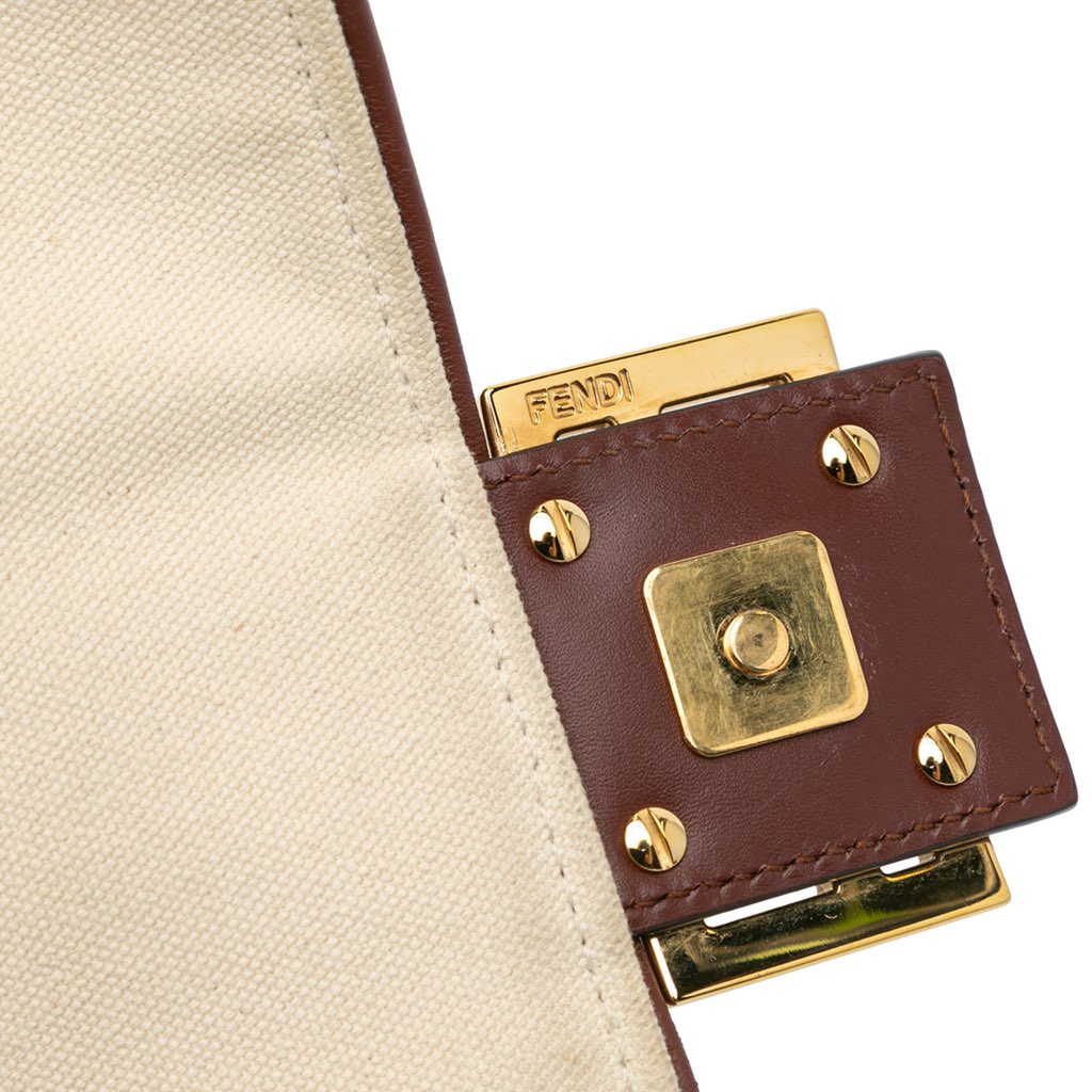 Fendi Zucca Embroidered Canvas Baguette Satchel - Detail 2