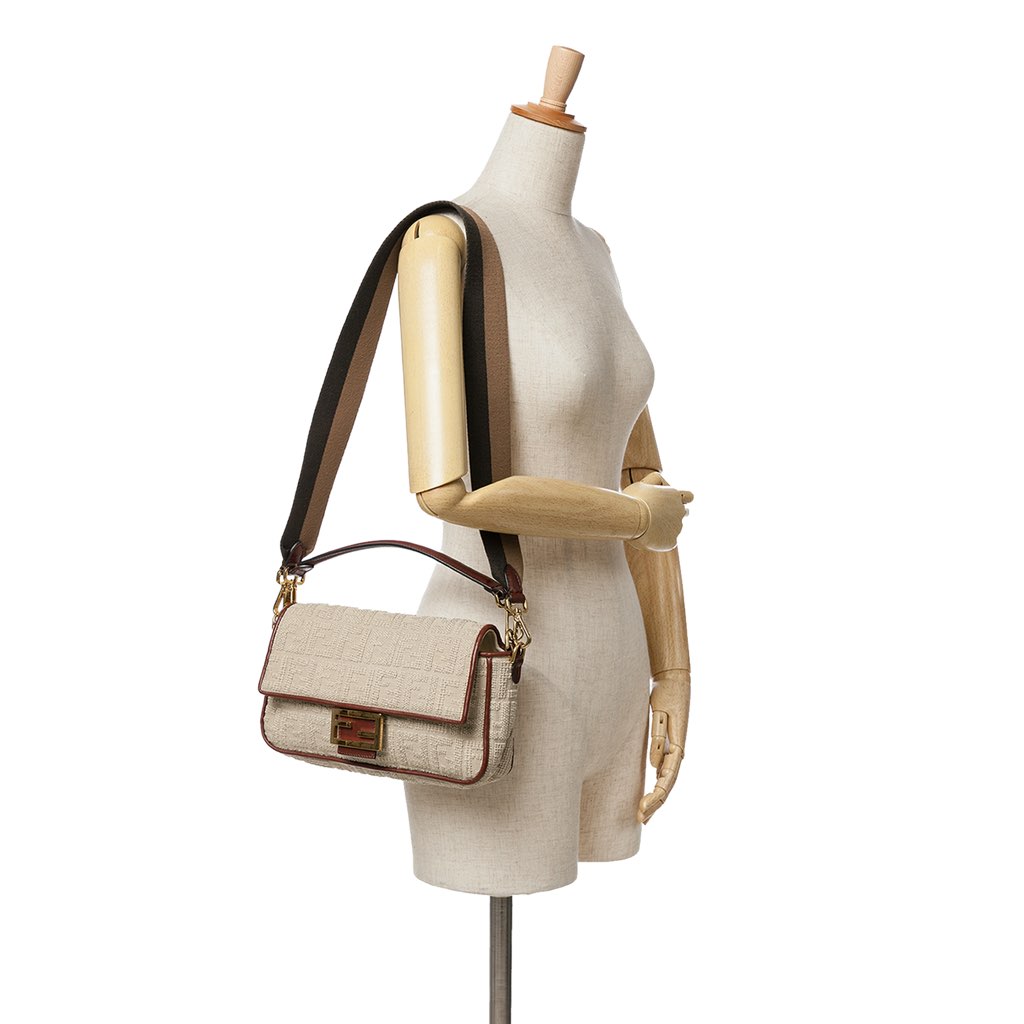Fendi Zucca Embroidered Canvas Baguette Satchel - Image 11