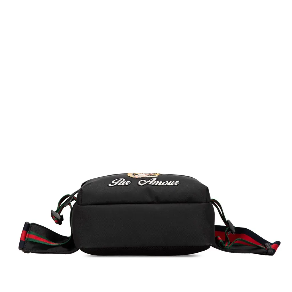 Gucci Techno Canvas Web L Aveugle Par Amour Embroidered Belt Bag Black Canvas Very good - Inside View