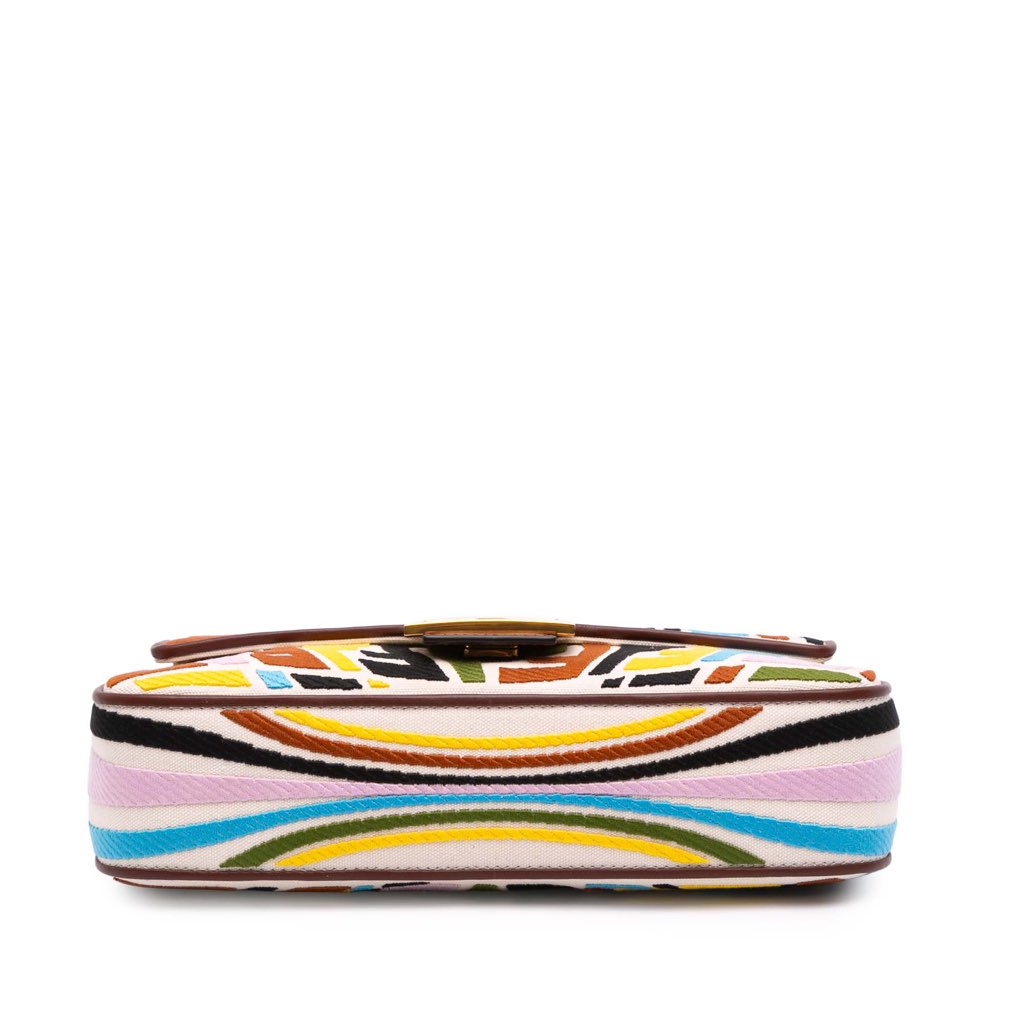 Fendi Sarah Coleman Zucca Embroidered Canvas Fish Eye Vertigo Baguette Satchel - 3