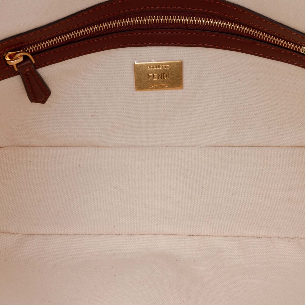 Fendi Sarah Coleman Zucca Embroidered Canvas Fish Eye Vertigo Baguette Satchel - 4