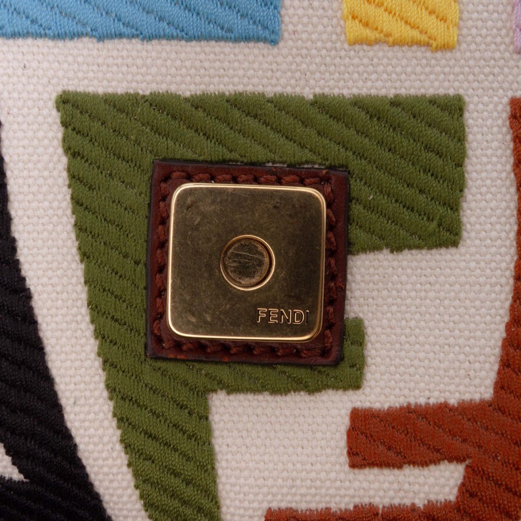 Fendi Sarah Coleman Zucca Embroidered Canvas Fish Eye Vertigo Baguette Satchel - 5