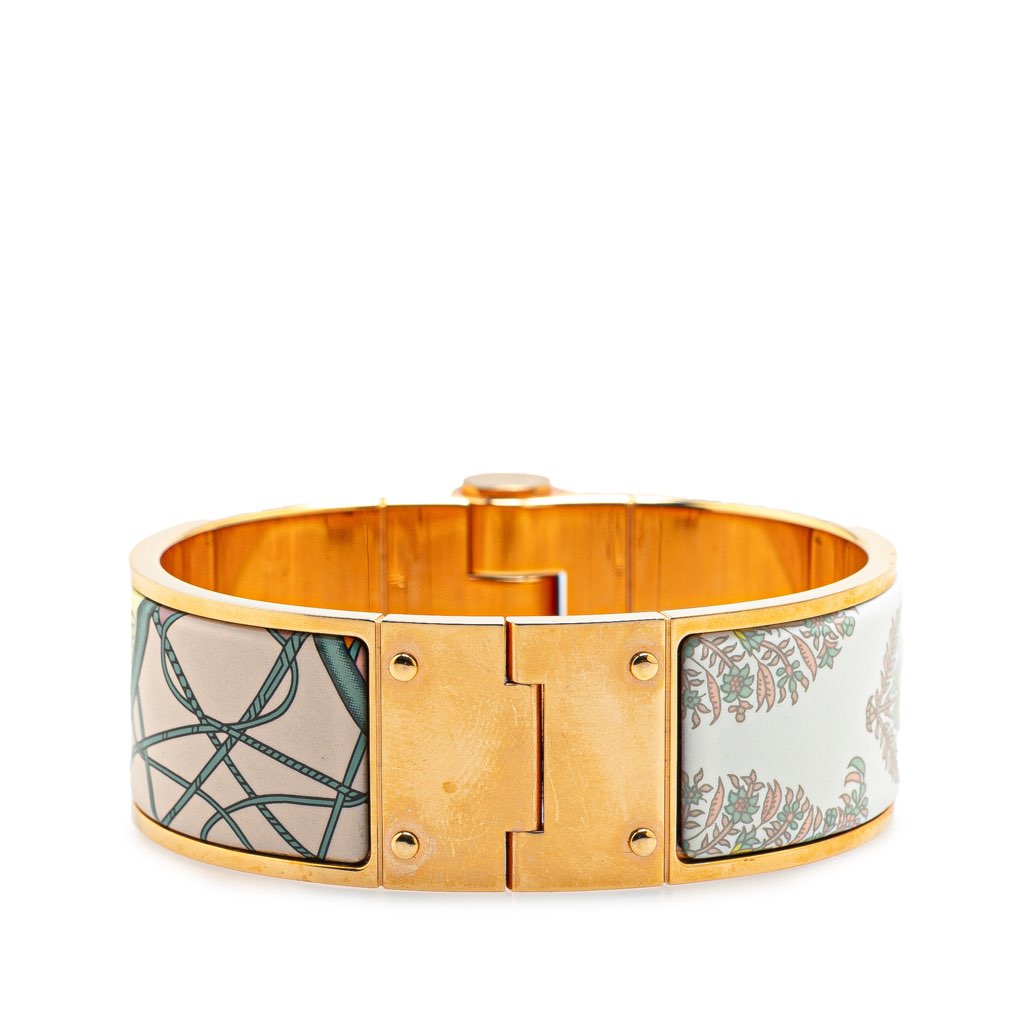Hermès Wide Printed Enamel Coup de Fouet Au Bloc Hinged Bracelet PM - Image 6