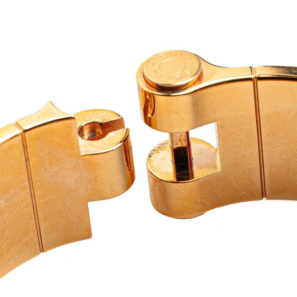 Hermès Wide Printed Enamel Coup de Fouet Au Bloc Hinged Bracelet PM - Detail 1