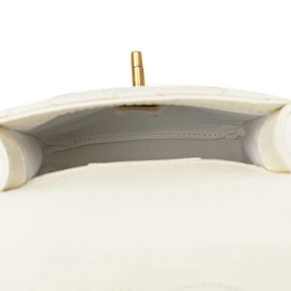 Chanel Mini Aged Calfskin City School Flap White Leather Good - Box View