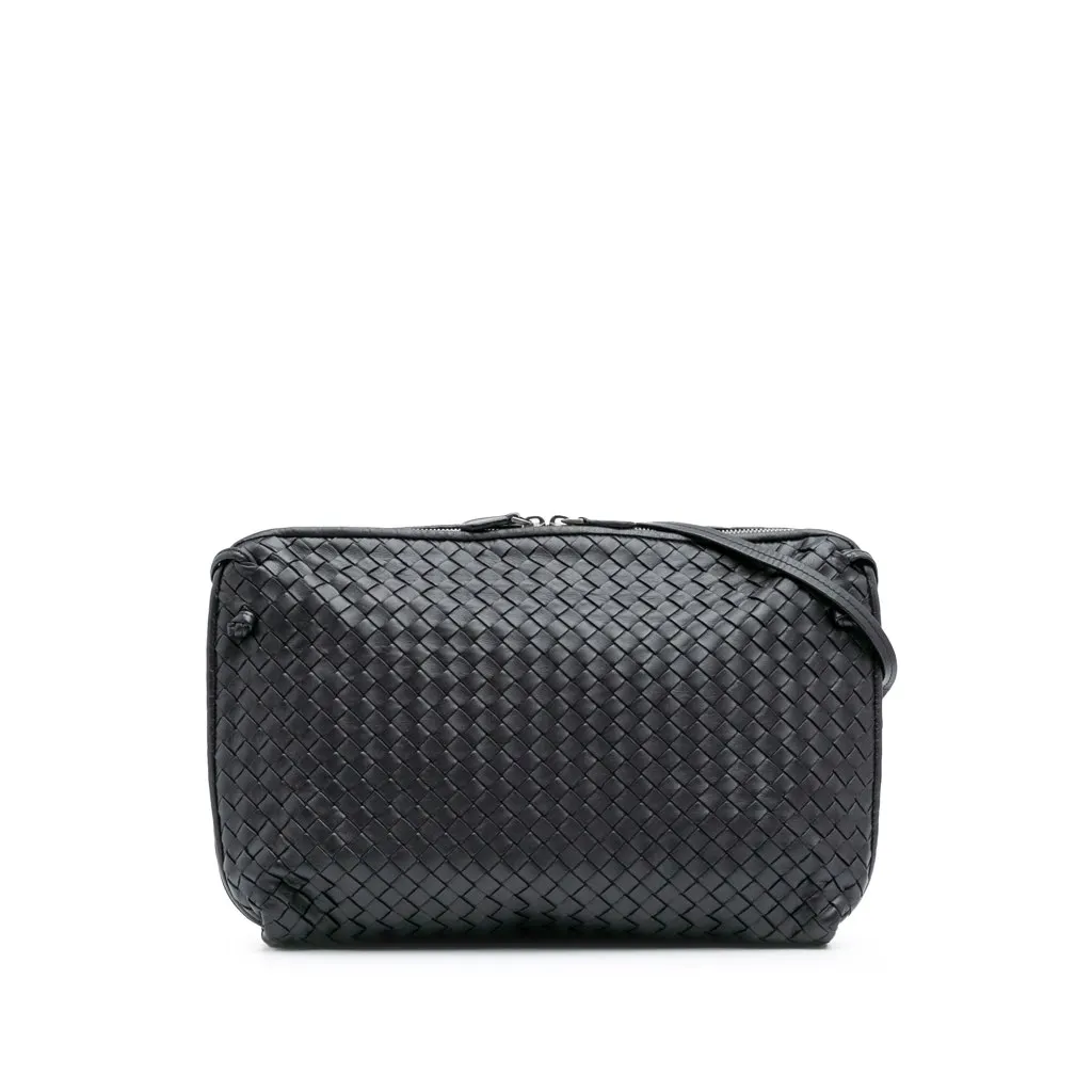 Bottega Veneta Large Nappa Intrecciato Nodini Crossbody Purple Leather Good - Front View