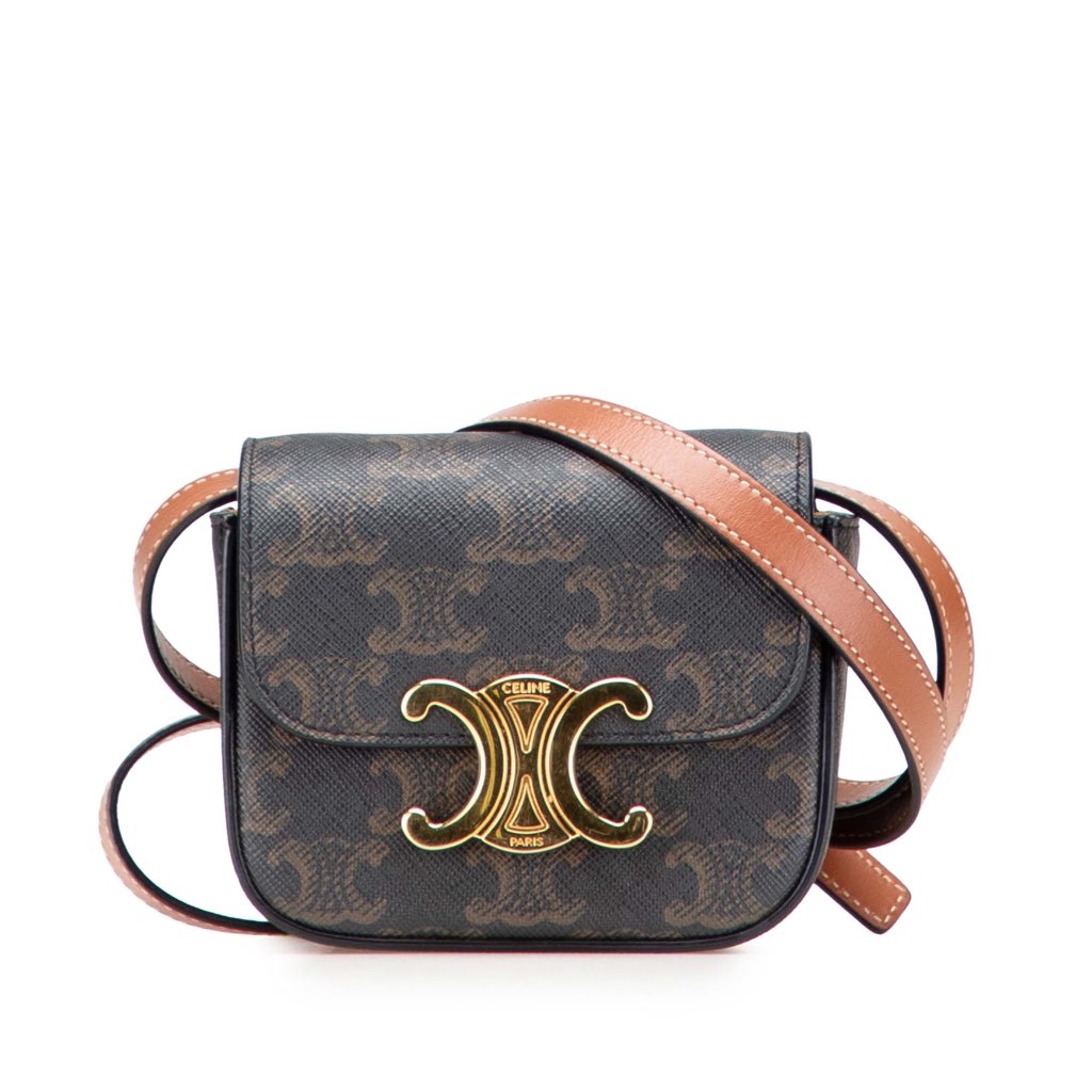 Celine Mini Triomphe Coated Canvas Triomphe Crossbody