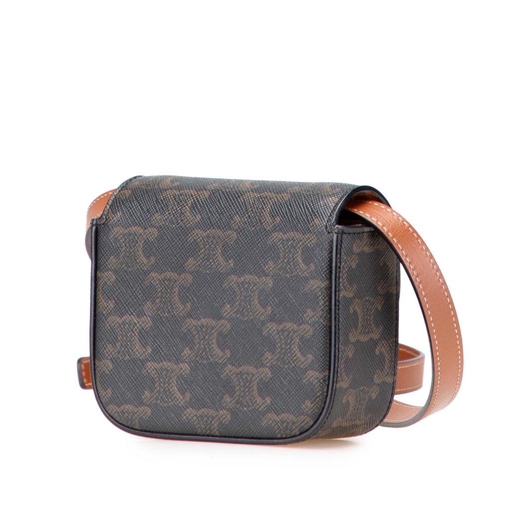 Celine Mini Triomphe Coated Canvas Triomphe Crossbody - Back view