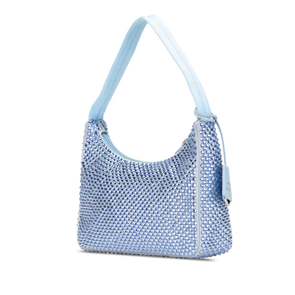 Prada Mini Satin Crystal Re-Edition 2000 Shoulder Bag - 2