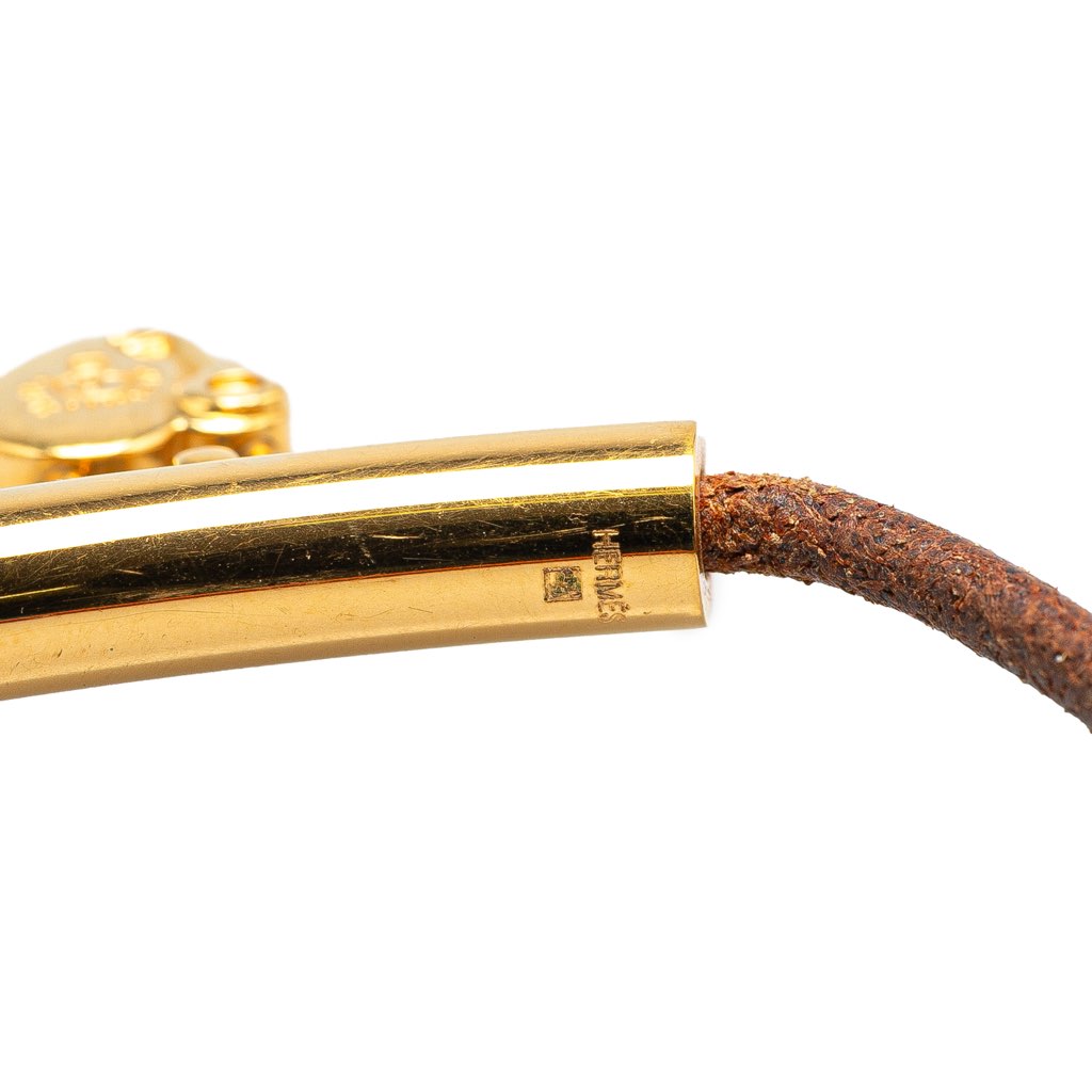 Hermès Leather and Gold Plated Cadena Heart Charm Bracelet - Side view