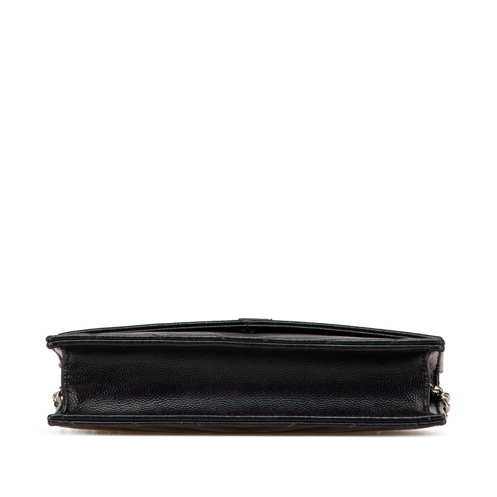 Saint Laurent Grain De Poudre Matelasse Chevron Monogram Chain Wallet - Image 6
