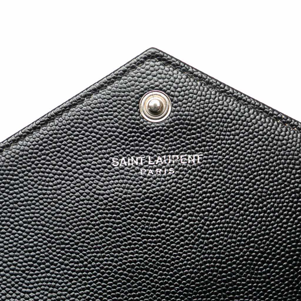 Saint Laurent Grain De Poudre Matelasse Chevron Monogram Chain Wallet - Side view
