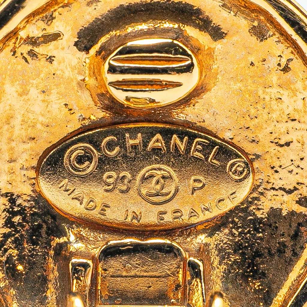 Chanel Gold Plated CC Round Clip On Earrings - 3