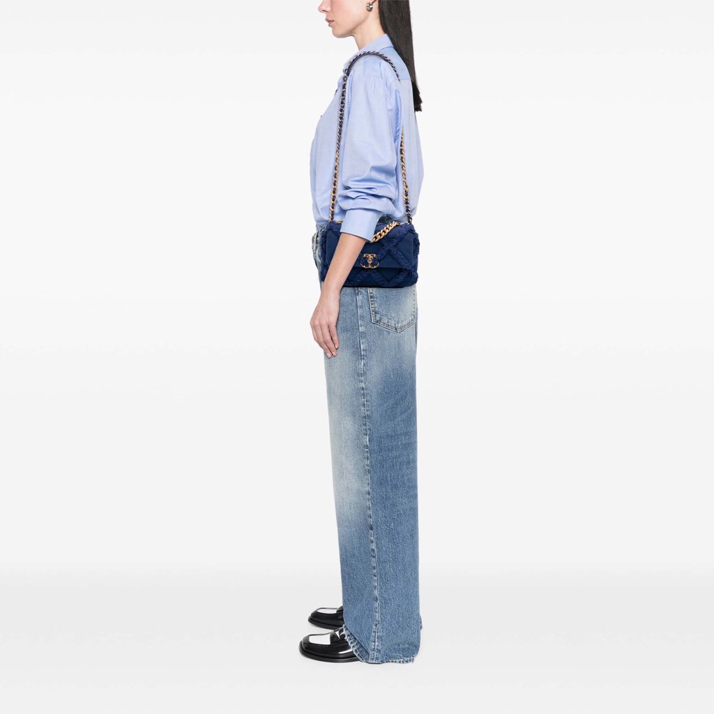 Chanel Medium Canvas and Cotton 19 Flap - Image 13