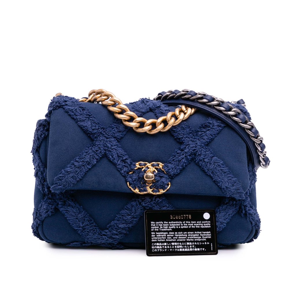Chanel Medium Canvas and Cotton 19 Flap - Image 14