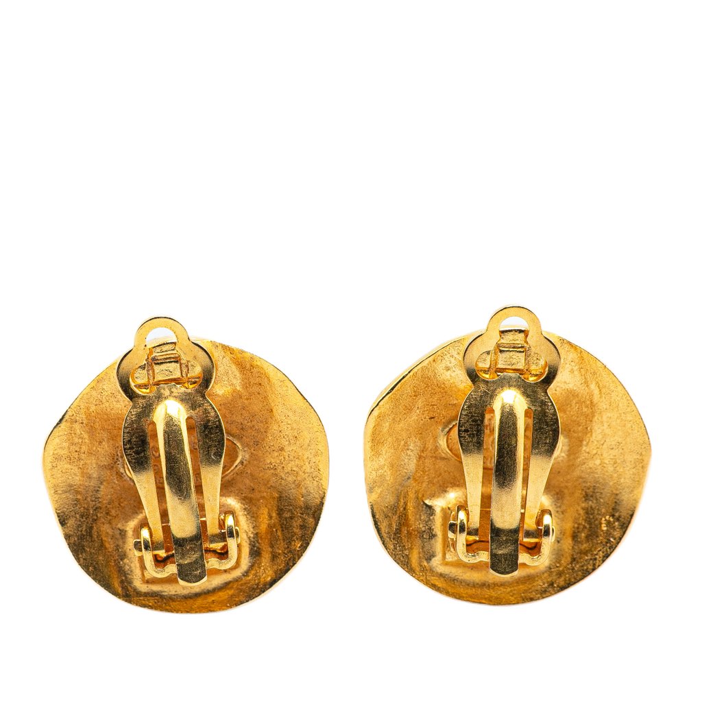 Chanel Gold Plated CC Round Clip On Earrings - 2