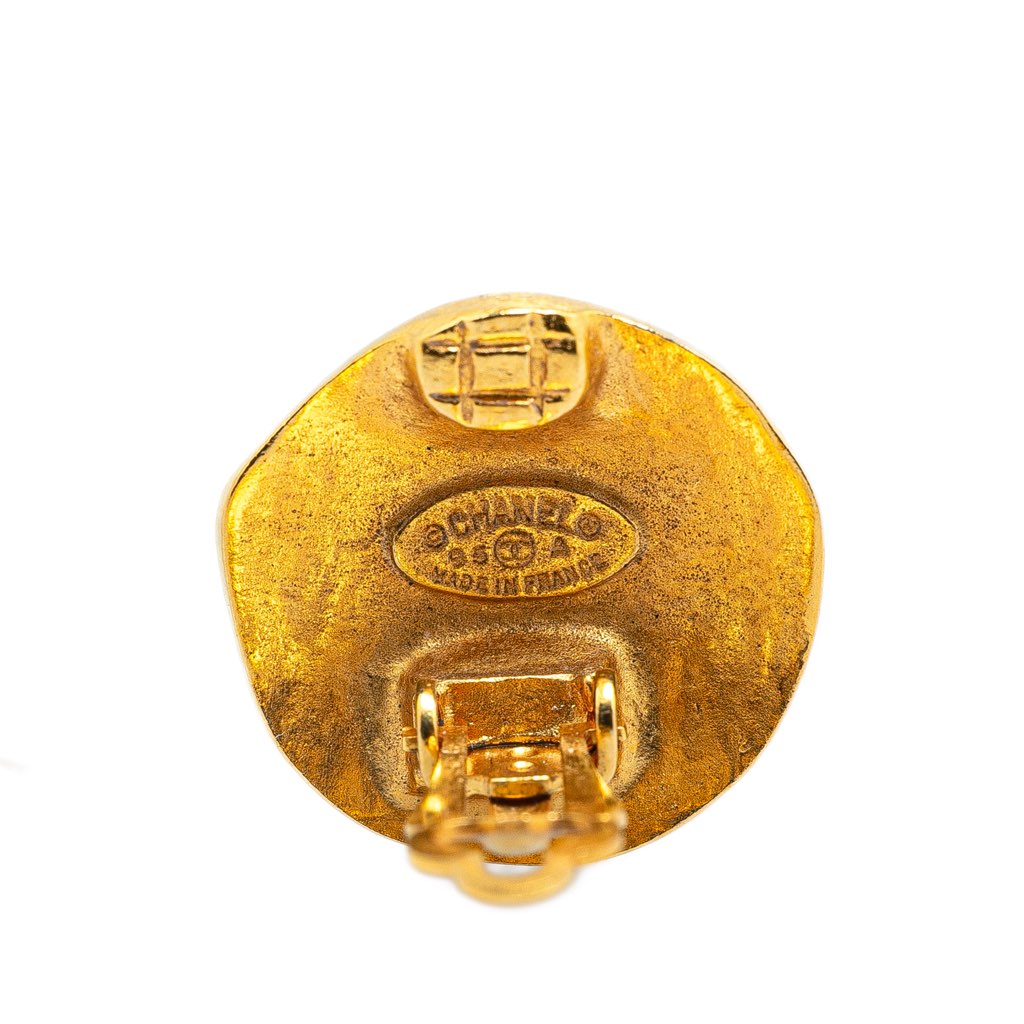 Chanel Gold Plated CC Round Clip On Earrings - 3