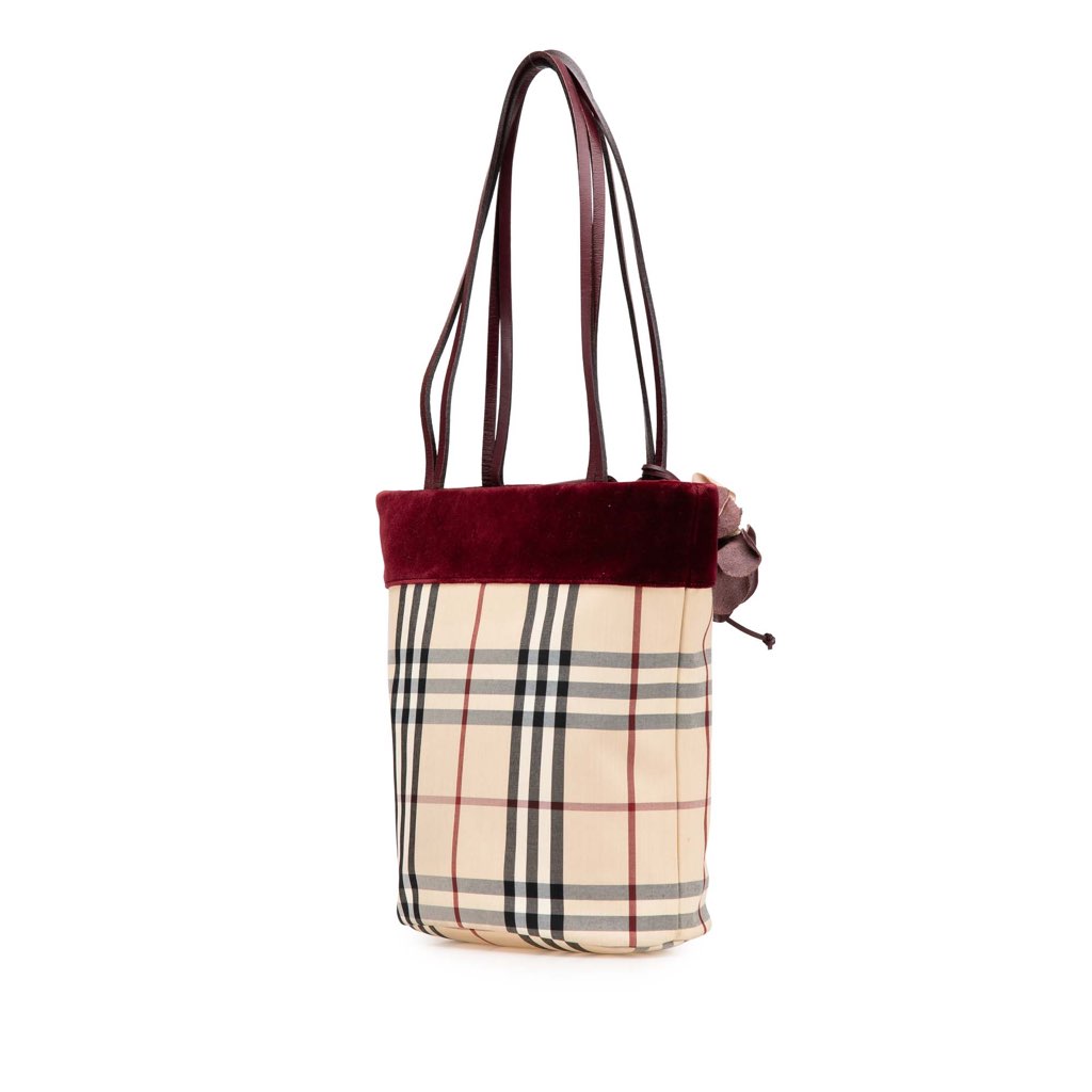 Burberry Velvet Trimmed House Check Canvas Tote - 2