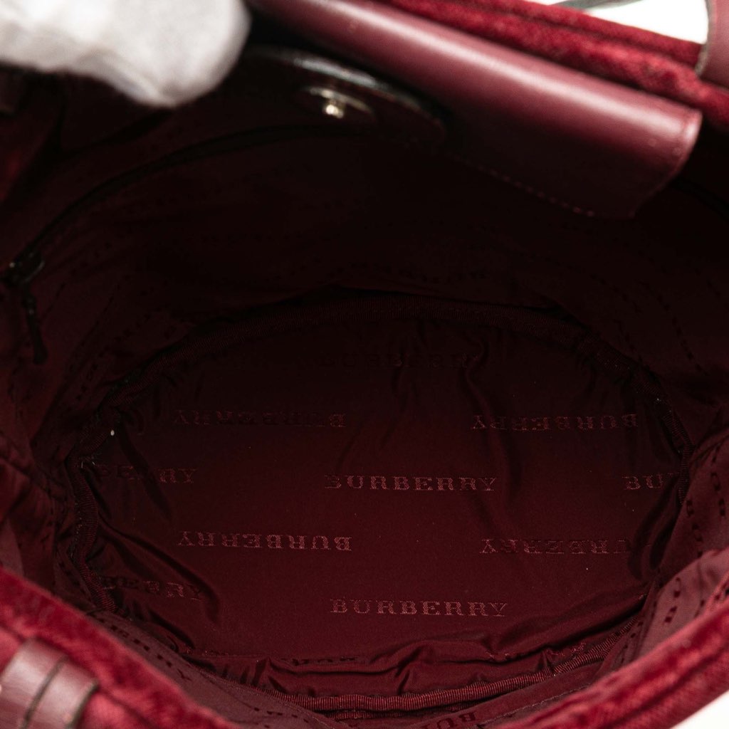 Burberry Velvet Trimmed House Check Canvas Tote - 4