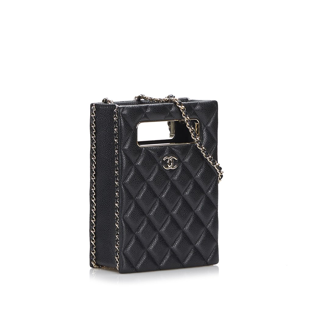 Chanel Mini Caviar Chain Around Cut Out Evening Bag - 2