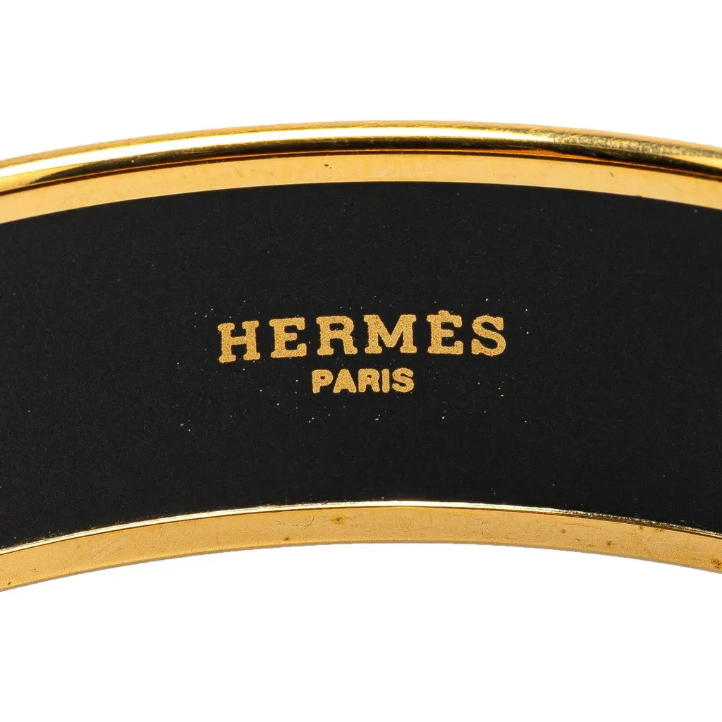 Hermès Wide Seashells Enamel Bangle 65 Black Good - Box View