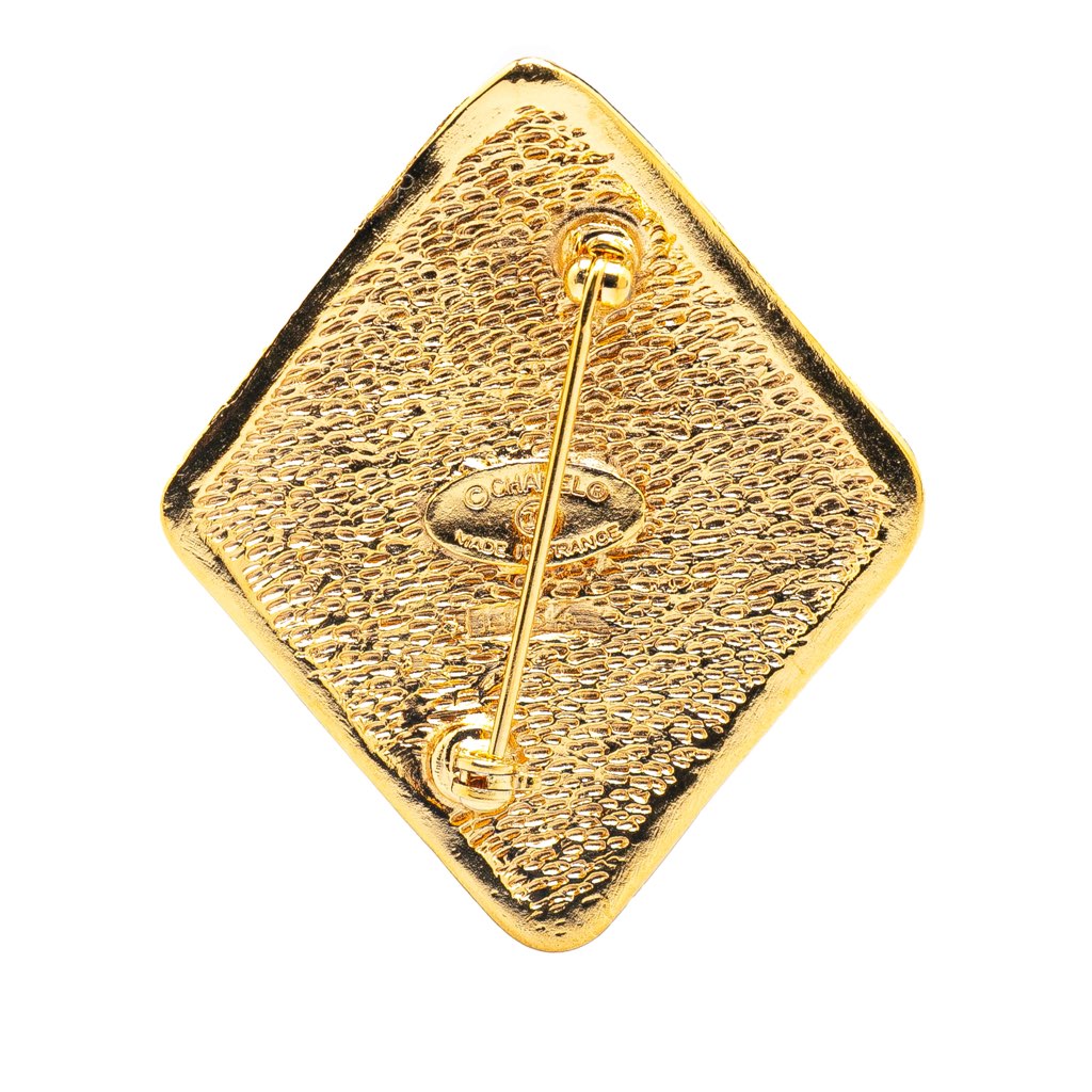 Chanel Gold Plated CC Diamond Brooch - 2