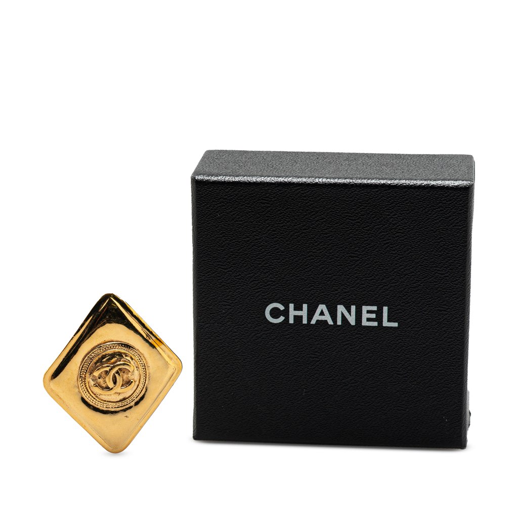 Chanel Gold Plated CC Diamond Brooch - 4