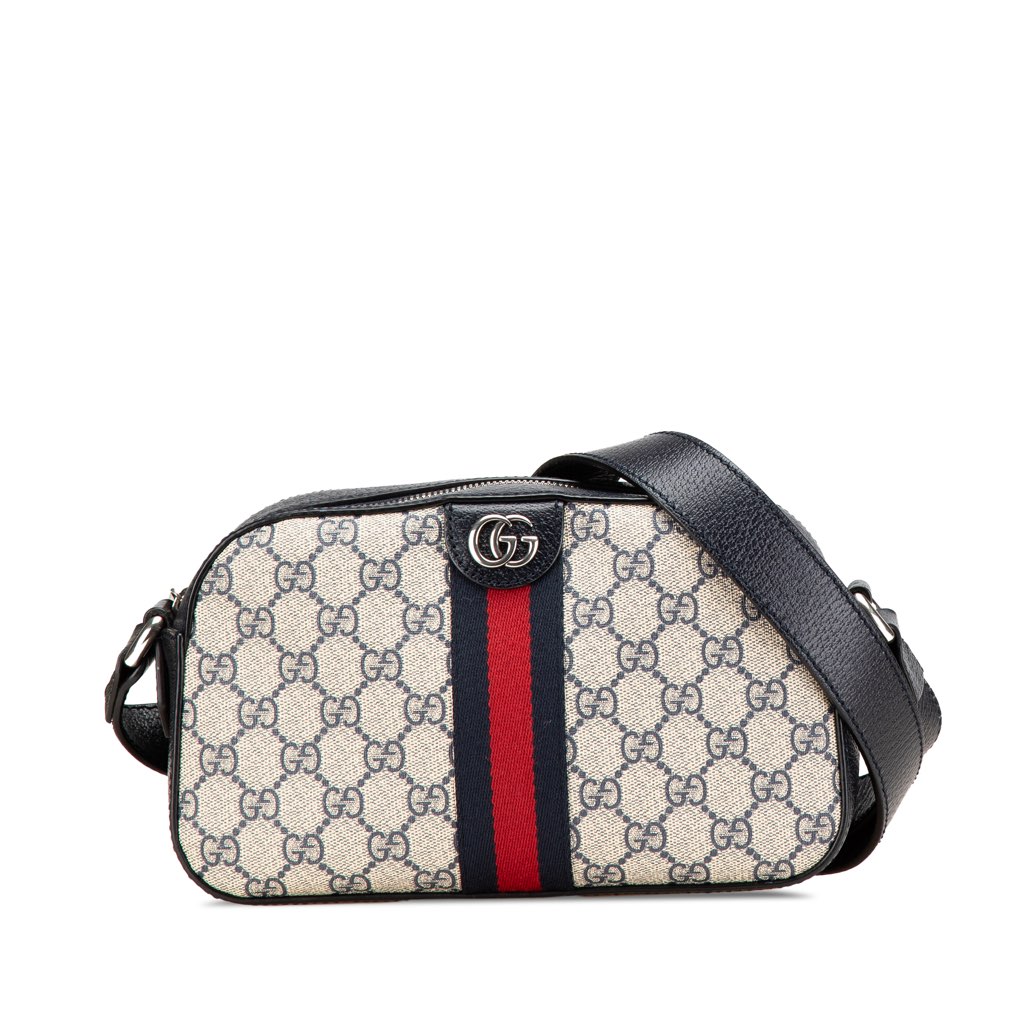 Gucci Small GG Supreme Textured Dollar Calfskin Web Ophidia Camera Bag
