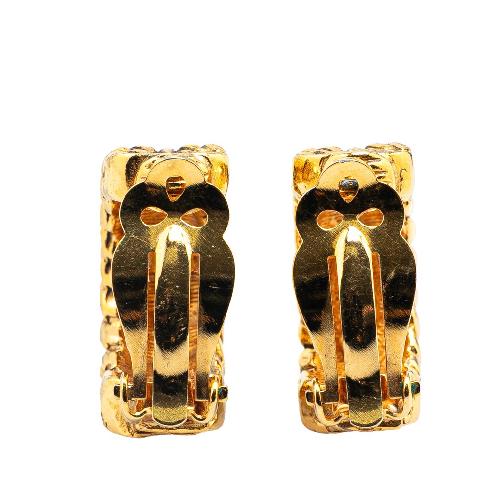 Chanel Gold Plated CC Chain Clip On Earrings - 2
