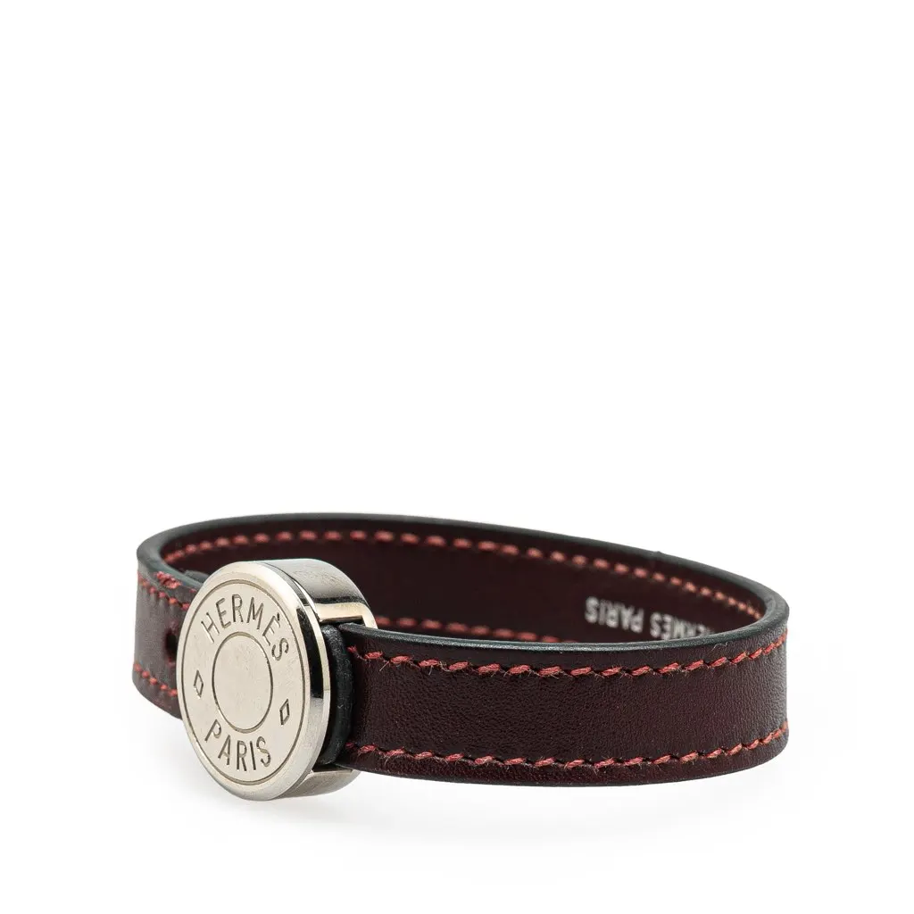 Hermès Leather Clou de Selle Bracelet Brown Leather Good - Back View