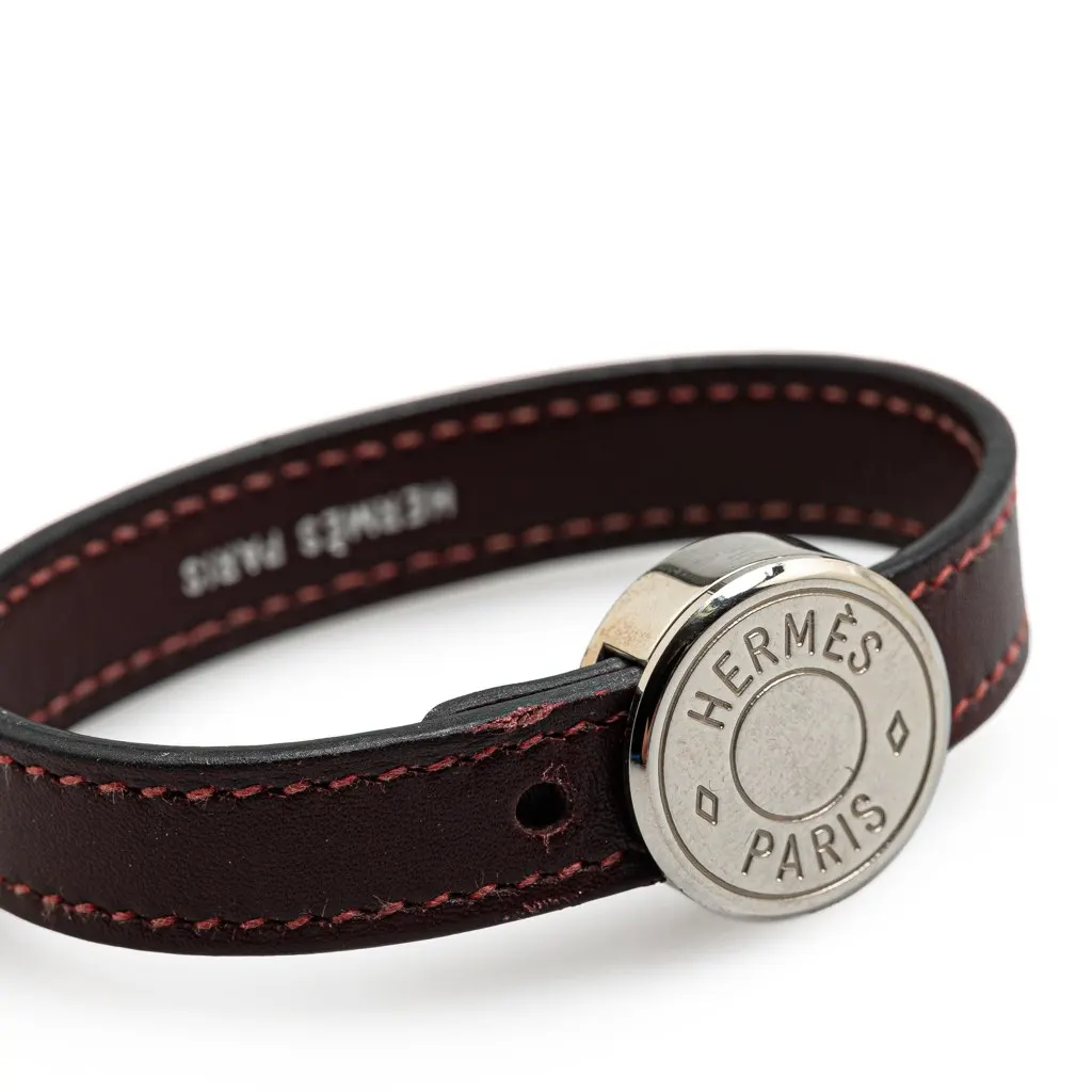 Hermès Leather Clou de Selle Bracelet Brown Leather Good - Model View