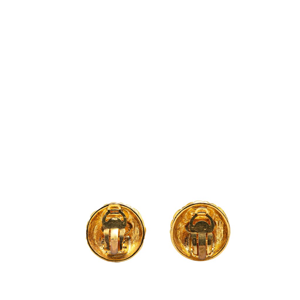 Chanel Gold Plated CC Quilted Clip on Earrings - 2