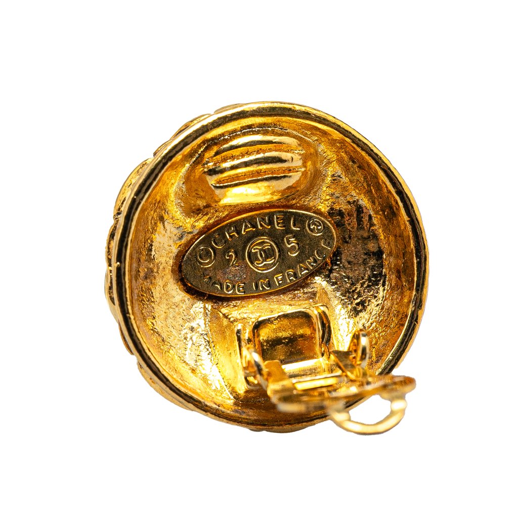 Chanel Gold Plated CC Quilted Clip on Earrings - 3