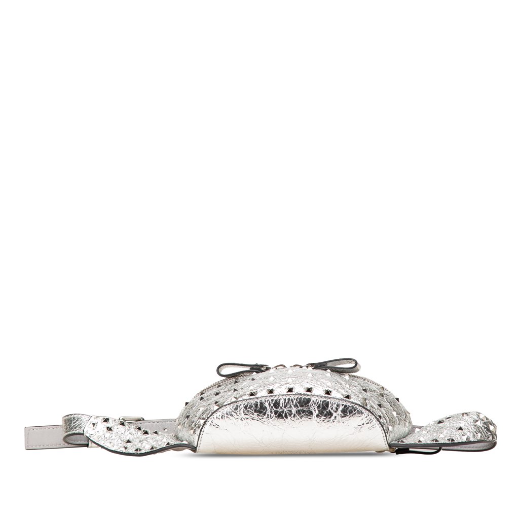 Valentino Metallic Craquele Nappa Rockstud Spike Belt Bag - 3