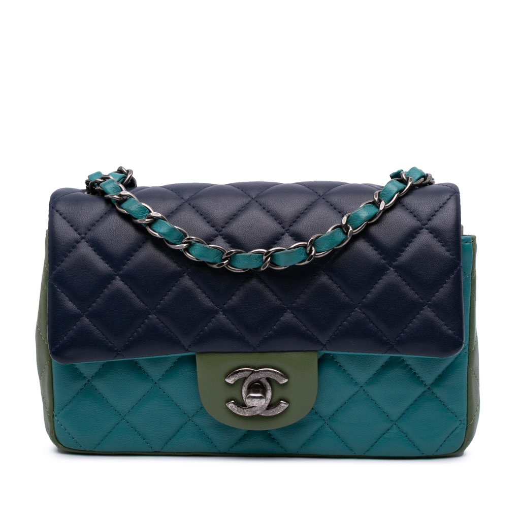 Chanel Mini Rectangular Classic Tricolor Lambskin Single Flap