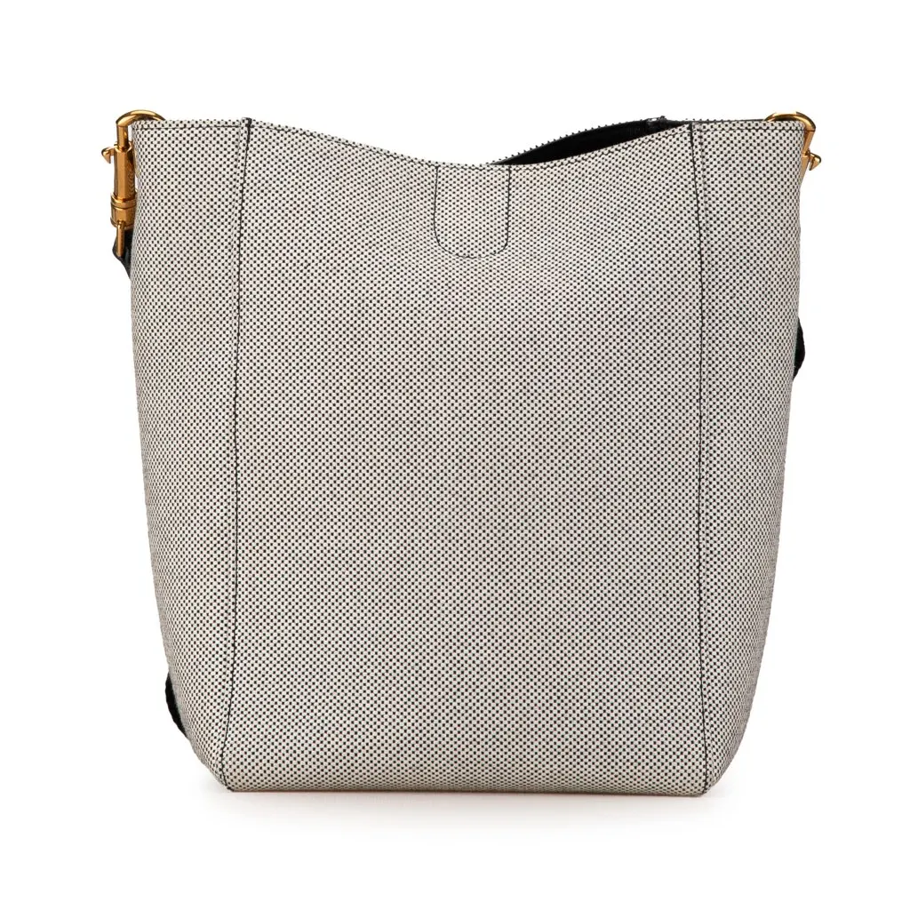 Celine Small Canvas Seau Sangle Bag White Canvas Good - Inside View